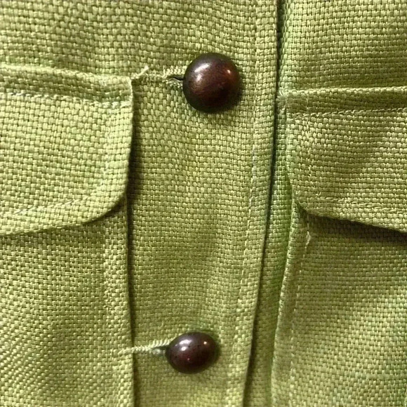 Luii 100% Linen 3/4 Cuffed Sleeve Perplum Blazer Size Medium Lime Green - Picture 3 of 8